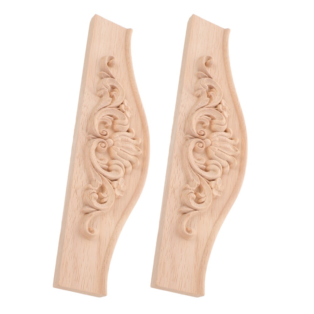 2Pcs Elegant European Style Wood Applique Onlays for Furniture Decoration