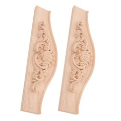 2Pcs Elegant European Style Wood Applique Onlays for Furniture Decoration