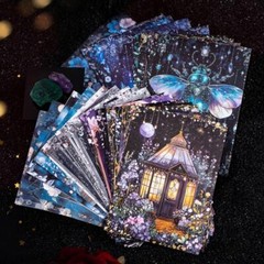 10Pcs Fantasy Background Paper Stickers Animal Moon Scrapbooking Journal Crafts