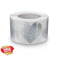 Meitaat Shiny Silver Heart Stickers Roll