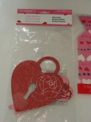 NEW SEALED Mixed Lot w Heart Gift Bags and Glitter Lock and Key Cutouts Crafts