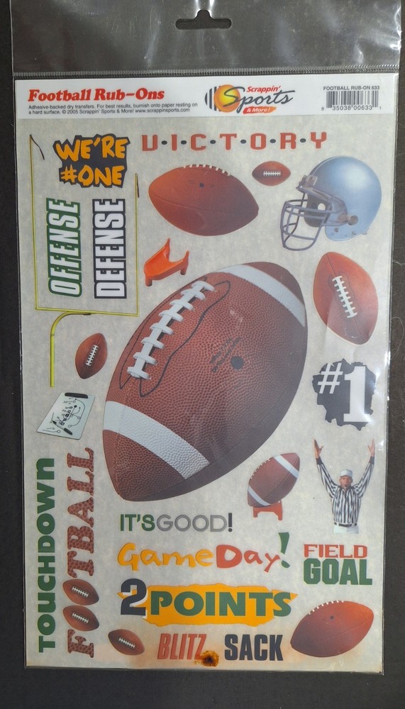 FOOTBALL Rub-Ons by Scrappin’ Sports & More-Victory, Touchdown, Field Goal, ++