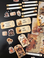 Bee Honey Junk Journal Kit Ephemera Tags Tickets Stickers Sunflower Vintage