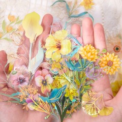 Flower Floral Stickers PET 40PCS Pressed Dried Scrapbook Supply Papercraft DIY
