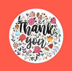 30 THANK YOU Round Stickers Flowers Multi-Color Gift Stickers 1”