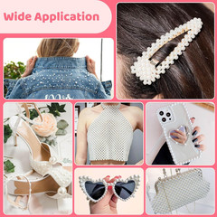 7 Sizes Self Adhesive White AB Hair Pearl Stickers, 2032 Pieces Stick on Pearls