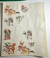 VINTAGE 1990 AGC Santa Claus & Critter Animal Stickers 5 Sheets-Mouse, Squirrel