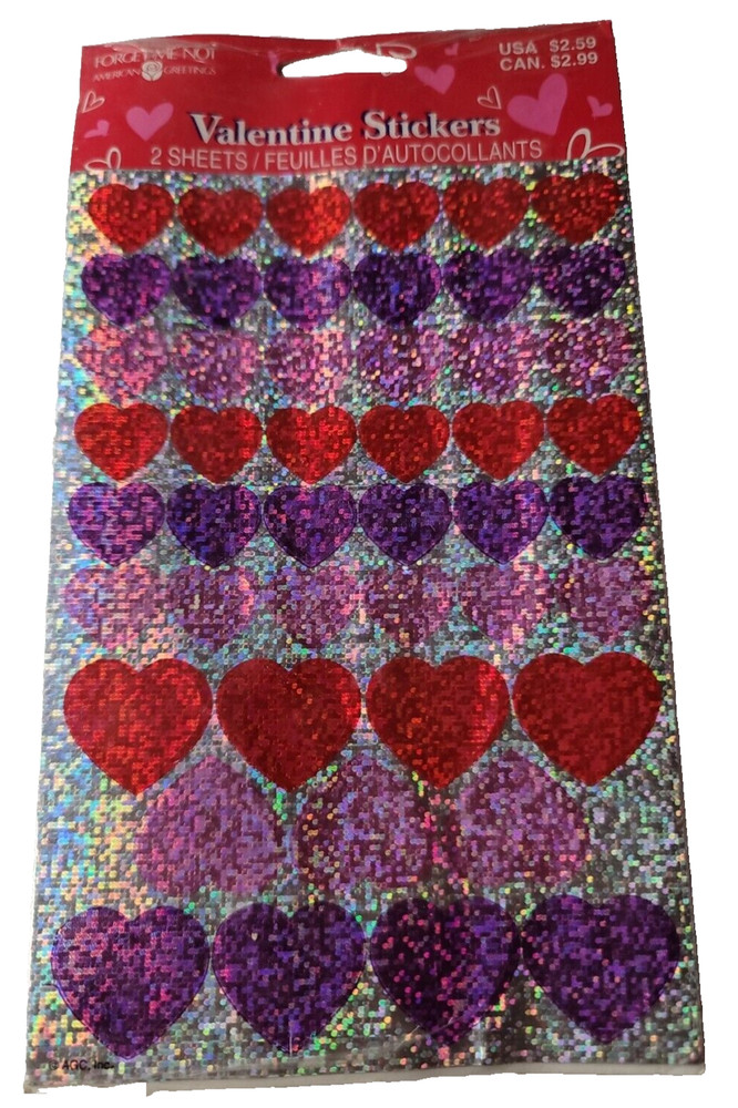 Forget Me Not Prismatic Valentine Heart Stickers American Greetings NIP VTG New