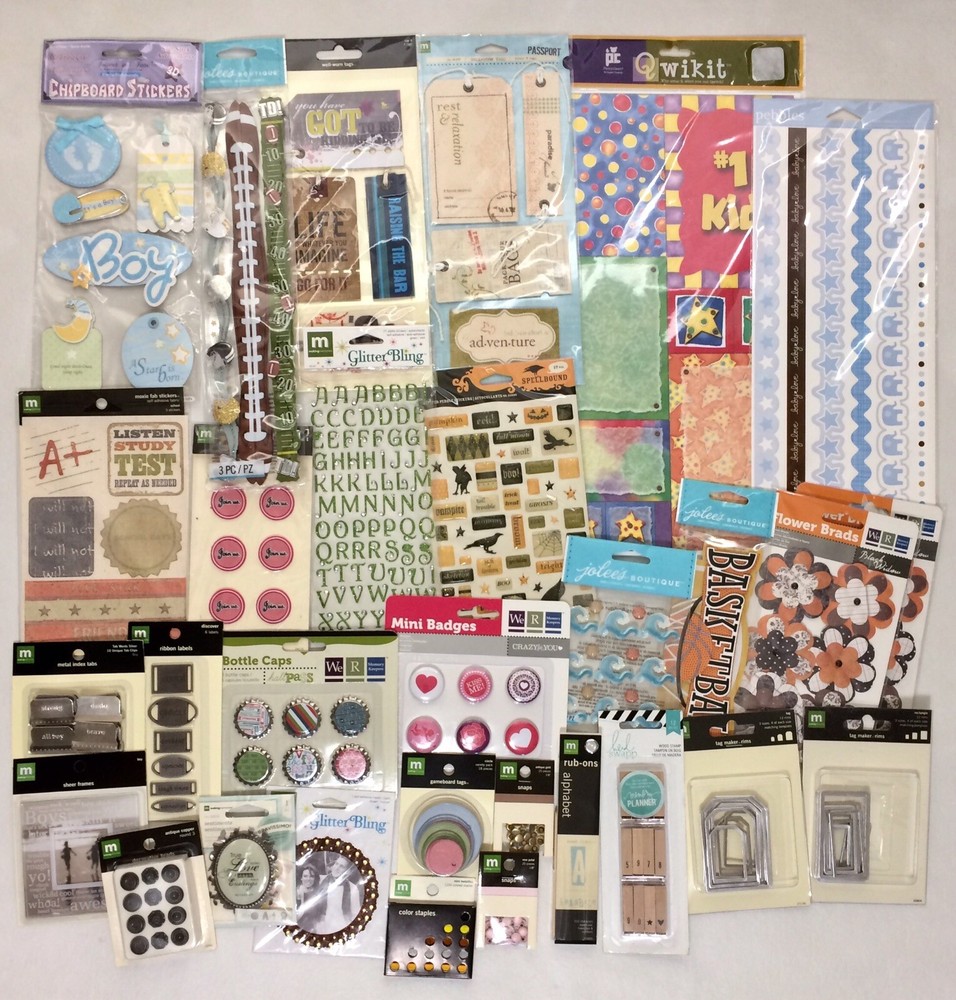 New Scrapbooking Craft Stickers Embellishments Stamps Starter Set 800+ pcs Lot 2