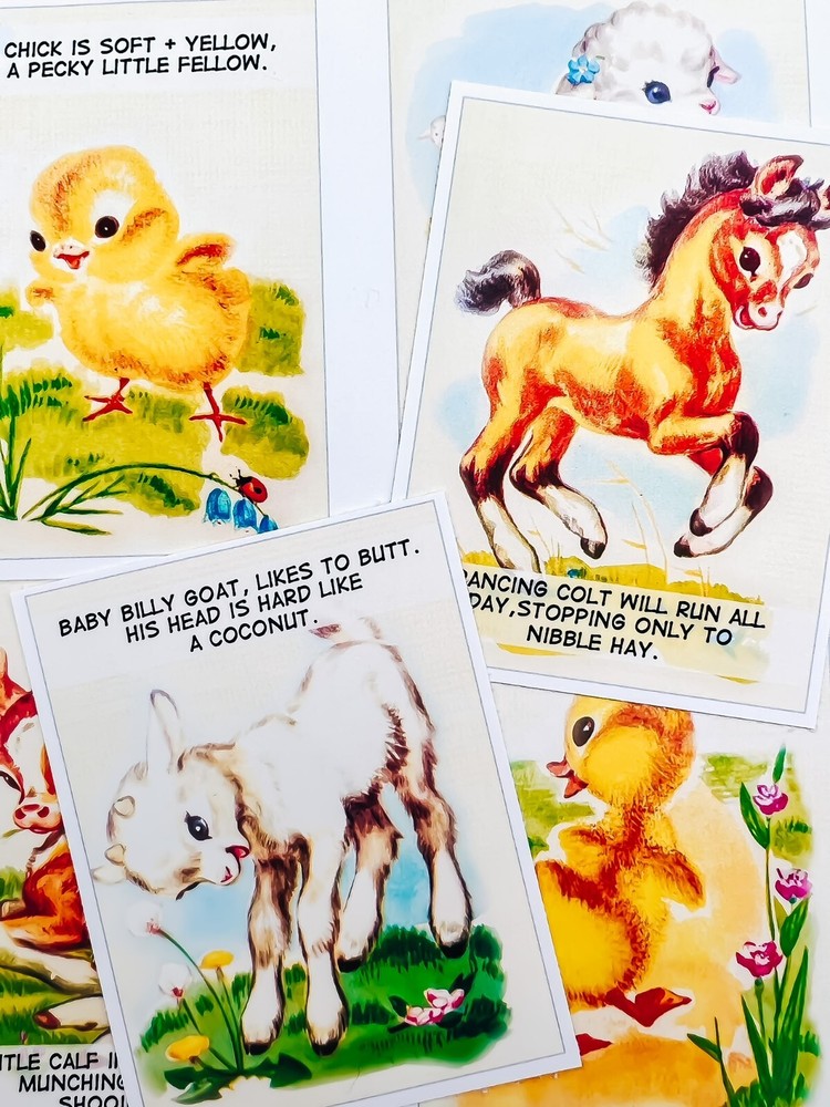 Vintage Retro Farm Animal Nursery Room Crafting STICKERS – Just Cut & Use!