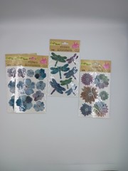 9-Pc 3D Shiny Pop-Up Sticker Set Flower Dragonfly Koala Bee Bunny Cactus