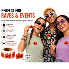 Fluorescent Red Orange Flame Labels – 2″x1.25″ Hot Stickers, 500/Roll for Partie