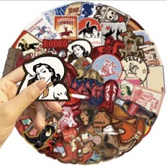 50 PACK COWBOY RODEO Sticker Wild West Cowgirl Gunslinger Outlaw Set Bulk Lot