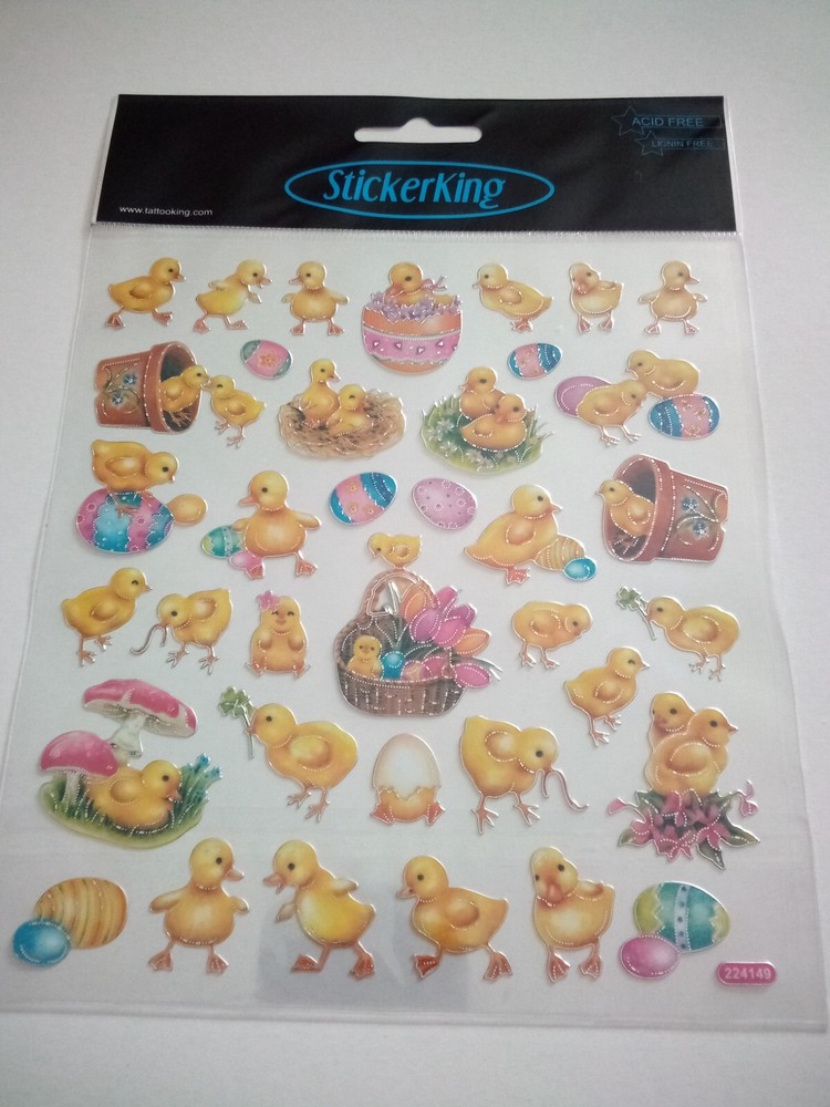 Crafts Stickers SK Decorated Easter Eggs Baby Chicks Basket Mushrooms Tulips