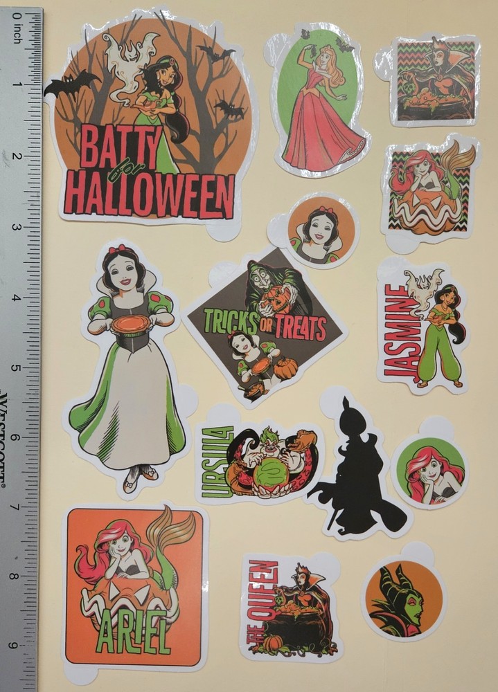 Disney Princess / Happy Halloween 14 Vinyl Decal Stickers. Waterproof.