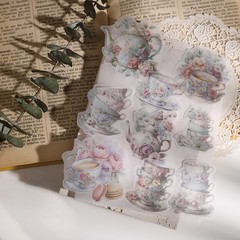 26 pcs Tea Cup Translucent Vellum Matte Surface Paper Sticker Scrapbook Craft