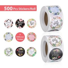 500/1000/4000 Pcs 1 inch Assorted Floral Thank You Stickers Round Sealing Labels