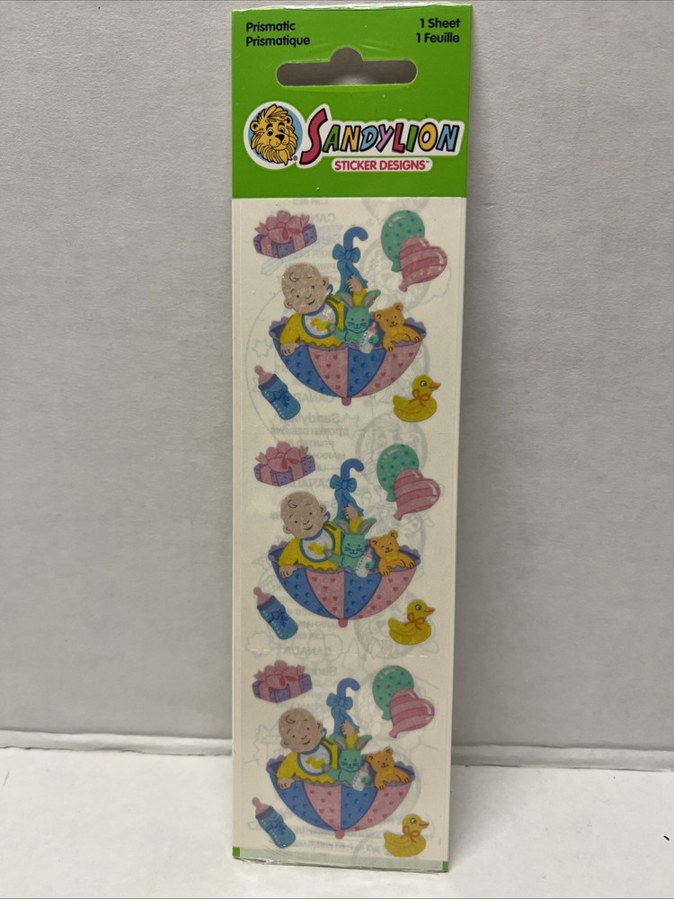 Vintage Prismatic Sandylion Baby Umbrella Stickers Ducks Bottle Present Balloons