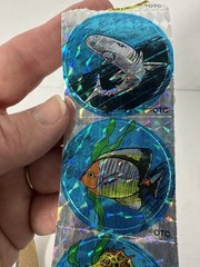 OCEAN ANIMALS PRISM Stickers Vintage Sandylion OTC Doctors Office Strip Of 6