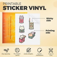 Printable Vinyl Sticker Paper 100 Sheets Waterproof Matte for Inkjet Printer …
