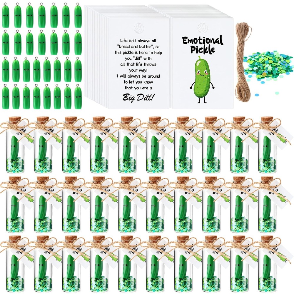 30 Sets Inspirational Employee Appreciation Gifts Bulk Mini Pickle Figure wit…