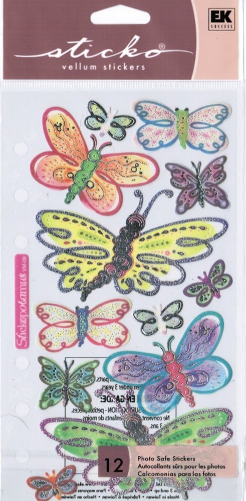 Vellum Butterflies Butterfly Shiny NEW PACK Scrapbook Stickers Sticko