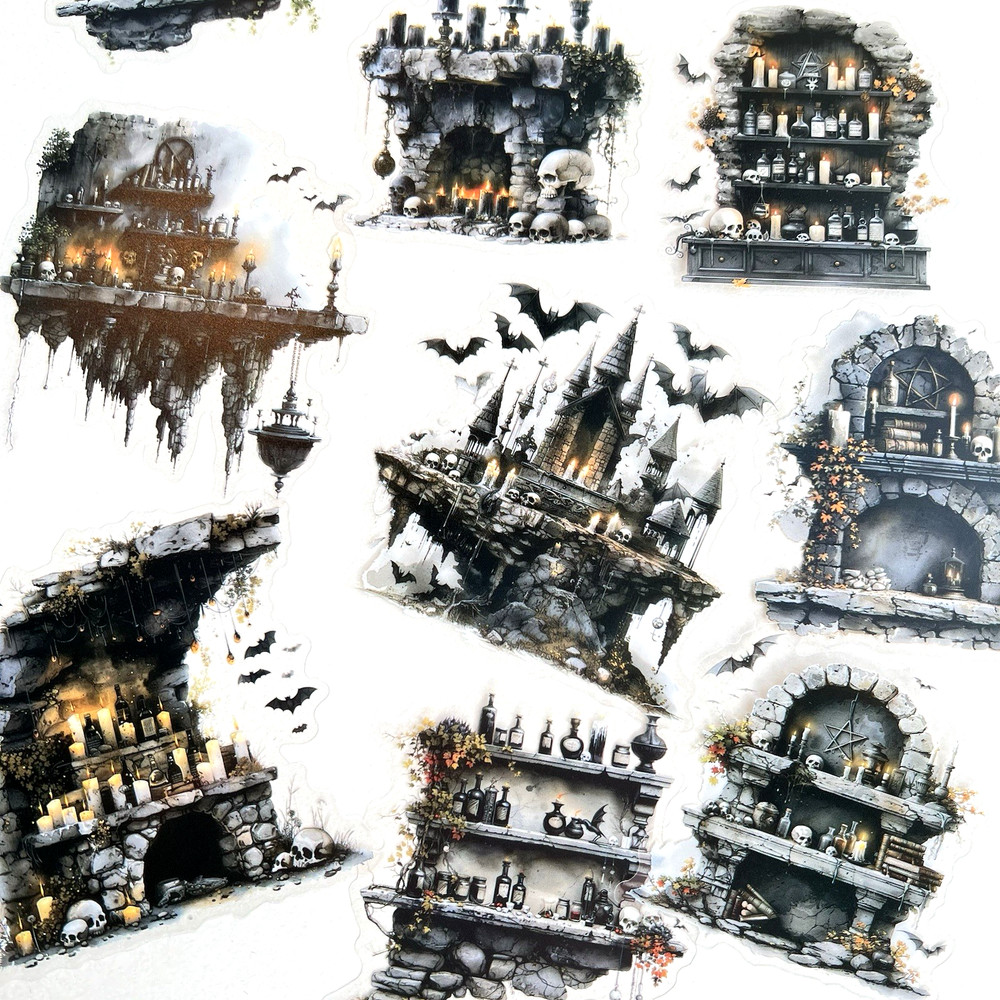 Halloween Witch’s Apothecary Stickers Junk Journaling Collage Scrapbooking Cards