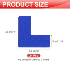5S Location Marking Corner, (3x3x1.2 Inch, Blue) (24Pcs), l -shaped Sticker