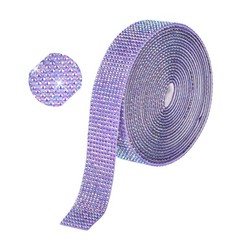 Self Adhesive Rhinestone Strips 3 Yards 0.8 Inch for Craft,Dark Purple AB