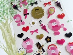 Pink Poodles Dog Grooming Fancy Sticker Sheet Scrapbook Junk Journal