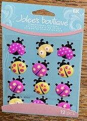 Jolees LADY BUGS Pink Yellow Cabochons Scrapbook Stickers Baby Card Making Craft
