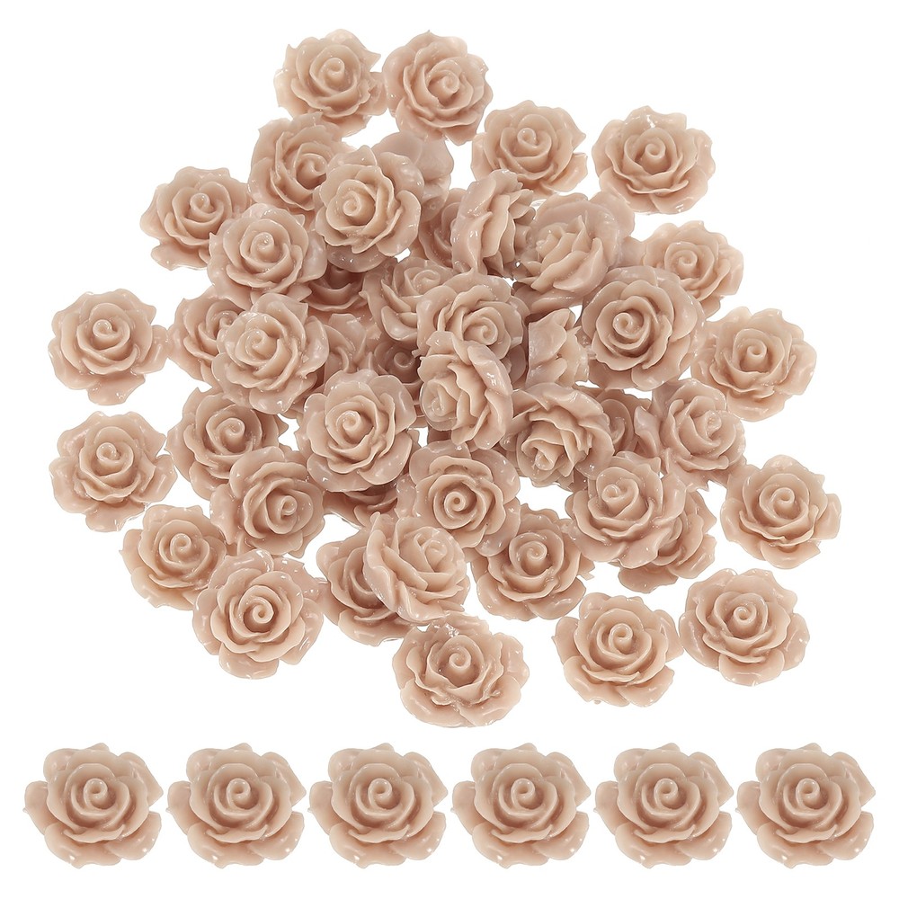 20mm Rose Flower Resin Cabochon, 50 Pcs Mini Rose Flower Resin, Light Brown