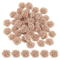 20mm Rose Flower Resin Cabochon, 50 Pcs Mini Rose Flower Resin, Light Brown