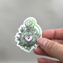 Flower Clock Stickers Green Junk Journal Collage Scrapbooking