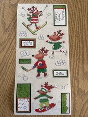 Reindeer Winter Sports Sticker ROLL Daisy D’s Scrapbook Stickers Ski, Holiday