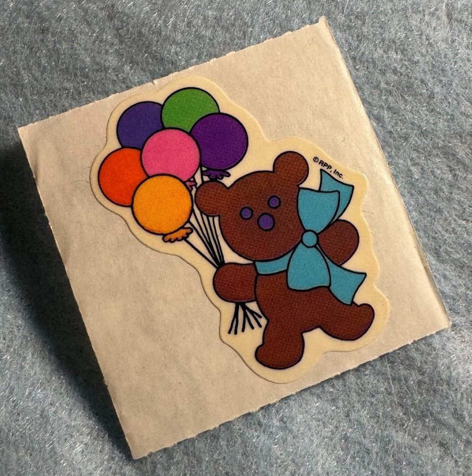 Vintage 1980s RPP sticker Bear Balloons Recycled Paper Products