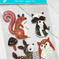 Jolees Woodland Animal Felt Stickers Scrapbook Embellishments Fall Winter
