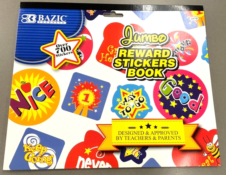 Jumbo Reward Sticker Book, pack of 24 BAZIC , new