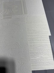 10 Assorted Vintage Textured White Wallpaper Samples / Remnants. Set 5.