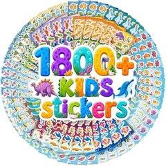 Stickers for Kids, 1800+ PCS 64 Sheets Dinosaur Ocean Animal Stickers, Waterp…