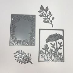 Memory Box Dies LOT of 4 Toulouse Background Botanical Stem Branch Floral Frame