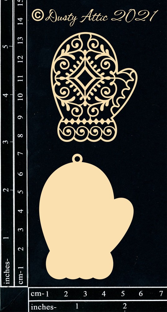 Dusty Attic Chipboard 3×6 – Gingerbread Mitten, DA3166