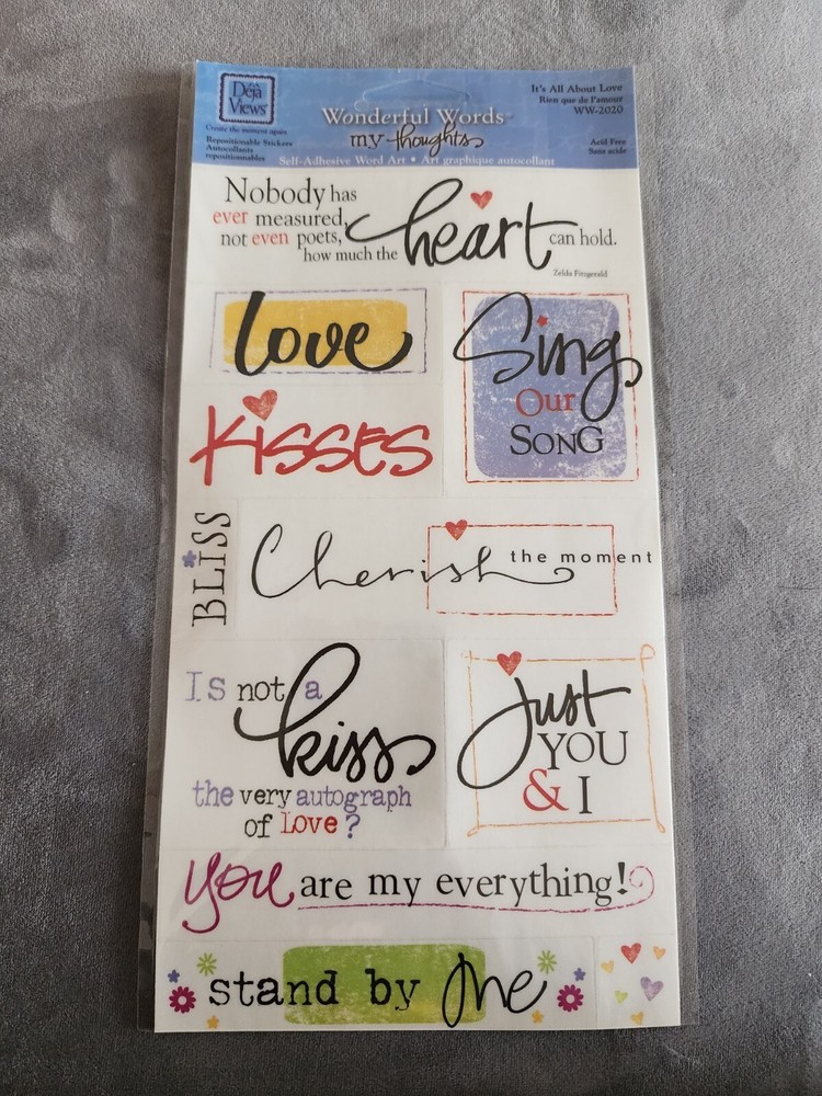 Deja Views Wonderful Words Self Adhesive Word Art It’s All About Love New #3