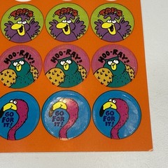 Vintage Stickers Scratch N Sniff Orange 3M 1990 HT-869 Bird Peacock Owl Penguin