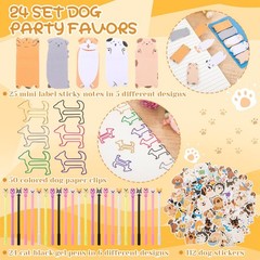 Dog Themed Stationery Set, 258 Pcs, Party Favors, Mini Notebooks, Pens