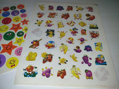 Vintage Stickers HIGHLIGHTS Magazine x2pgs Smiles Scratch & Sniff Fruits Stars