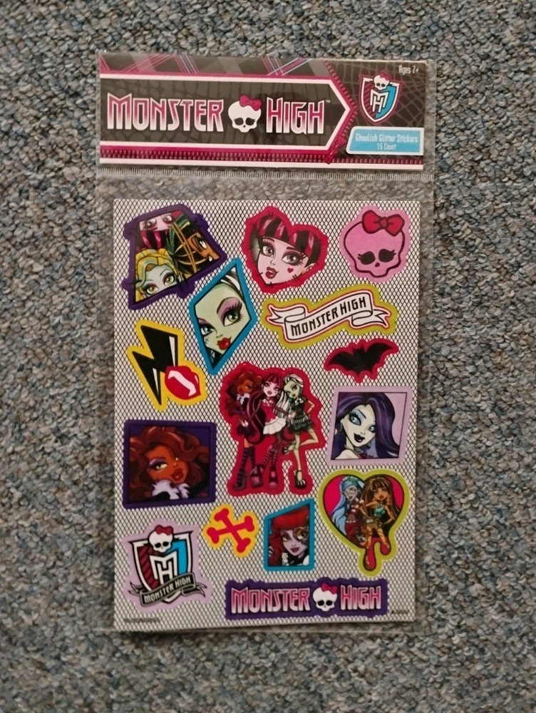 Monster High Stickers 1 Sheet 15 Count Crafting Journaling Scrapbooking New