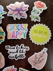 STICKERS x 12 Positive Affirmation Choose Happy You are My Sunshine Flowers 23Y5