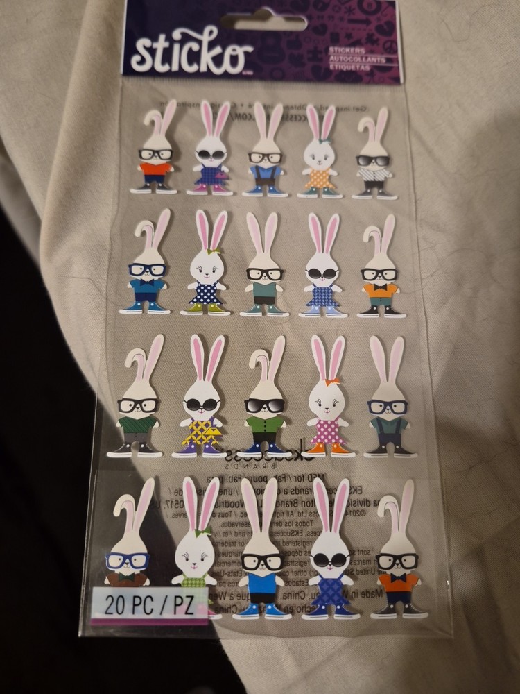 Stickers HIPSTER BUNNIES EK Success Brand 20 Piece Crafting Scrapbooking New