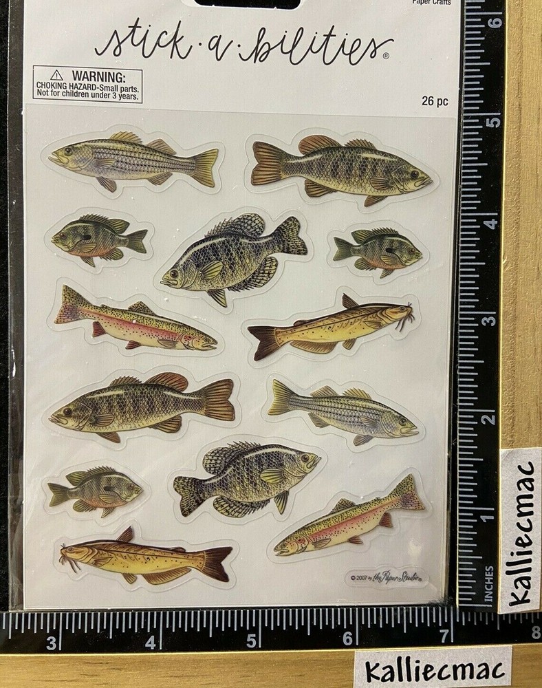 FISH Stickabilities The Paper Studio Stickers 2 Strips in pkg GONE FISHING 26PCS